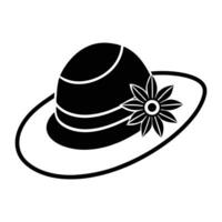 a black and white hat with a flower on it vector