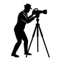a silhouette of a man with a camera and tripod vector