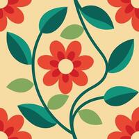 a floral pattern with red flowers and leaves. vector