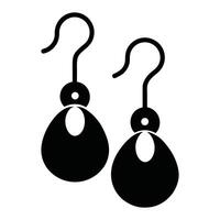 black and white earrings icon on white background vector