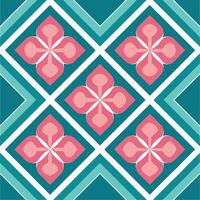 a pattern with pink and blue flowers on it vector