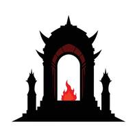 a black and red archway with flames coming out of it vector