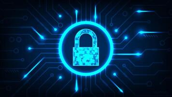 Futuristic technology abstract digital security tech circle Hi tech line circuit board with dark blue background vector