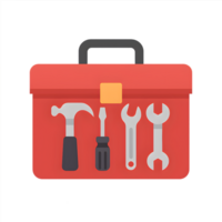 Transparent toolbox background with tools industrial setting graphic design clear concept for creative projects png