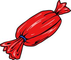 Cartoon Red Candy Wrapped in Twisted Wrapper vector