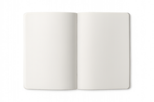 Transparent background open notebook with blank pages in minimalistic setting for creative ideas png