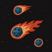 illustration of falling space meteor, comet or asteroid stone fireball vector