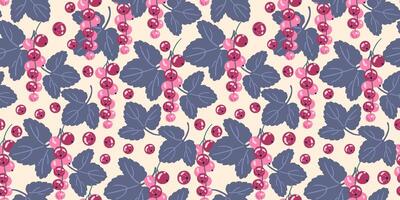 Red currant with leaves seamless pattern. vector