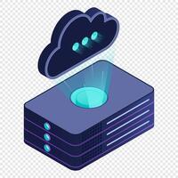 Isometric cloud database. Cloud computing and file cloud storage. Modern technology. Technology vector