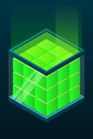 Isometric database. Isometric futuristic server. Big data isometric. Cloud computing and file cloud storage. Technology vector