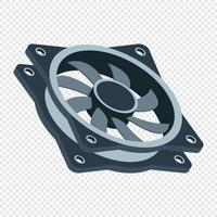 Isometric computer fan. Computer fan. Isometric of PC case fan. Computer hardware components. illustration. vector