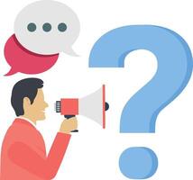 Ask questions to get answers for solving problems Illustration vector