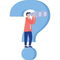 Businessman with question mark look through binoculars to search for new business idea Illustration vector