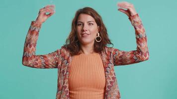 Woman showing blah blah gesture with hands, gossips, empty promises, lier, not interested in talking video