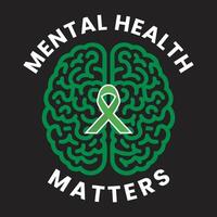 Mental health matters background with simple line drawing of a brain vector