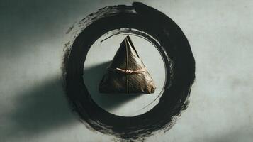 Zongzi against a Chinese style ink background photo