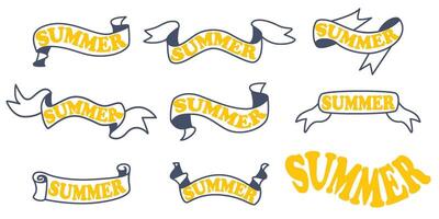 Set of signs with word summer vector