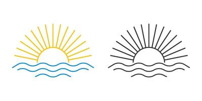 Sunrise icon color and black version vector