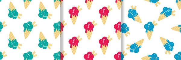 Set of seamless patterns with fruit ice cream vector