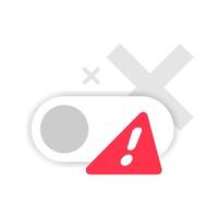 flat illustration of toggle switch, exclamation mark. permission or setting is not enabled or inactive. for mobile app UI, UX design, system alerts, warning messages, and interface notifications vector