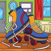 Roller Skates with Loose Shoelaces Colored Cartoon vector