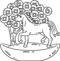 Year of the Horse 2026 and Coin Tree Isolated vector