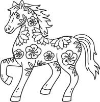 Year of the Horse 2026 with Patterns Isolated vector