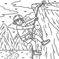 Bouldering Boy Pulling at the Rope Coloring Page vector