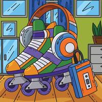 Roller Skates and Headphones Colored Cartoon vector