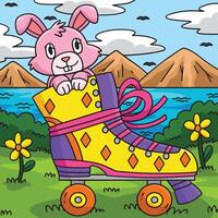 Roller Skate with a Bunny Peaking Out Colored vector