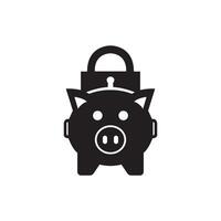 Isolated design of a piggy bank locked with padlock vector