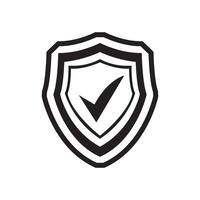 Shield with check mark silhouette icon vector