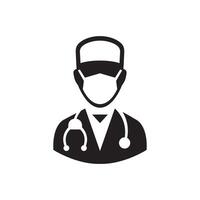 Isolated silhouette of a doctor with stethoscope vector