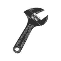 Adjustable Wrench Silhouette Illustration. Versatile Tool For Mechanical And Plumbing Tasks Isolated Illustration vector
