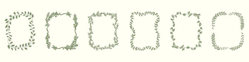 Set Of Botanical Leaf Frames. Nature-Inspired Decorative Borders Collection. Isolated Illustration vector