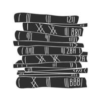 Stack Of Books With Abstract Patterns Silhouette Illustration. Knowledge And Learning Concept Isolated Illustration vector
