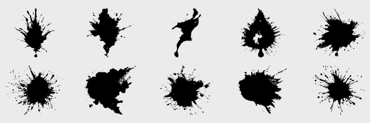 Ink Splatter Shapes Silhouette Set. Creative Abstract Art Elements For Design Projects. Isolated Illustration Collection