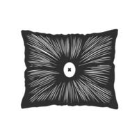 Decorative Pillow With Button Design Silhouette Illustration. Home Decor And Comfort Concept Isolated Illustration vector