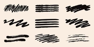 Abstract Brush Stroke Patterns Set. Artistic Expression And Creativity Collection. Isolated Illustration vector
