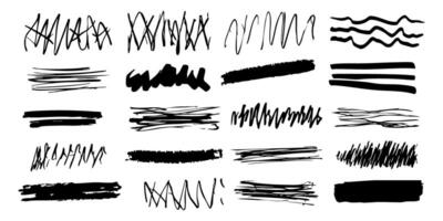 Abstract Scribble And Brush Stroke Set. Creative Design Elements Collection. Isolated Illustration vector