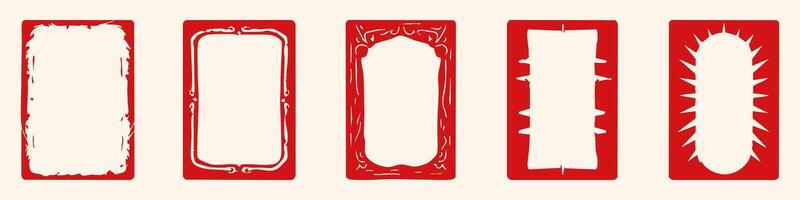 Decorative Red Frame Designs Set. Vintage And Ornamental Borders Collection. Isolated Illustration vector