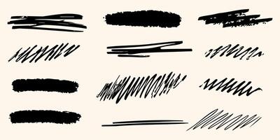 Abstract Black Brush Strokes Set. Artistic Expression And Creativity Collection. Isolated Illustration vector