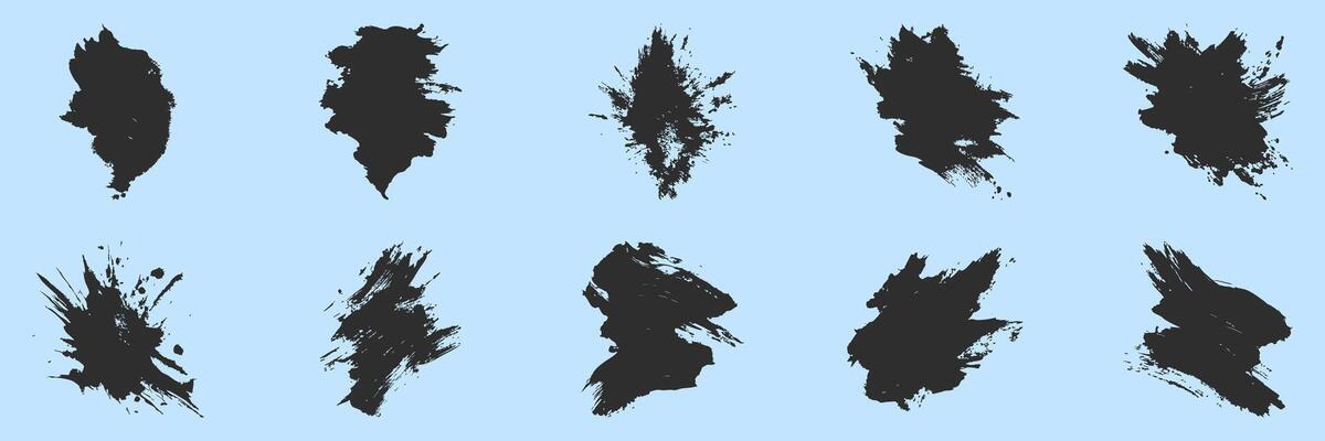 Ink Splatter Textures Silhouette Set. Creative Abstract Art Elements For Design Projects Isolated Illustration Collection