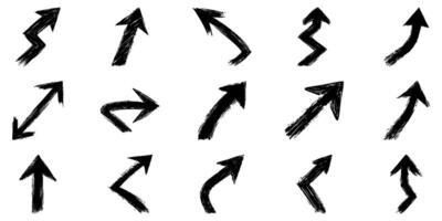 Hand-Drawn Grunge Arrow Set. Directional Symbols For Design Projects. Isolated Illustration vector