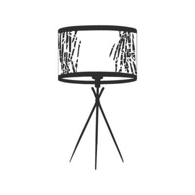 Tripod Floor Lamp With Bamboo Pattern Silhouette Illustration. Modern Home Decor And Nature-Inspired Design Isolated Illustration