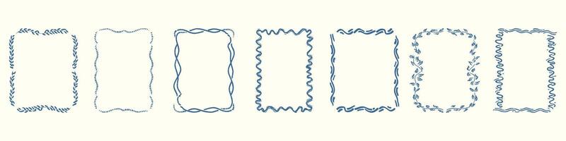 Decorative Blue Border Frames Set. Elegant Design Elements For Invitations And Stationery. Isolated Illustration vector