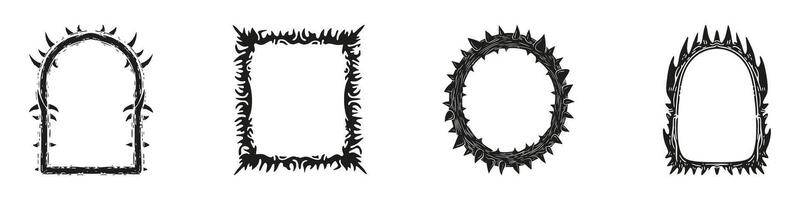 Thorny Frame Designs Set. Gothic And Decorative Borders Collection. Isolated Illustration vector