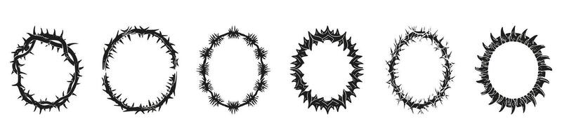 Thorn Crown Frame Set. Symbolic Representation Of Suffering And Sacrifice. Isolated Illustration vector
