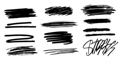 Brush Stroke And Scribble Set. Artistic Expression And Design Elements Collection. Isolated Illustration vector