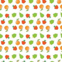 Seamless Fruit Pattern Background with Orange, Strawberry, Guava, Pear. vector